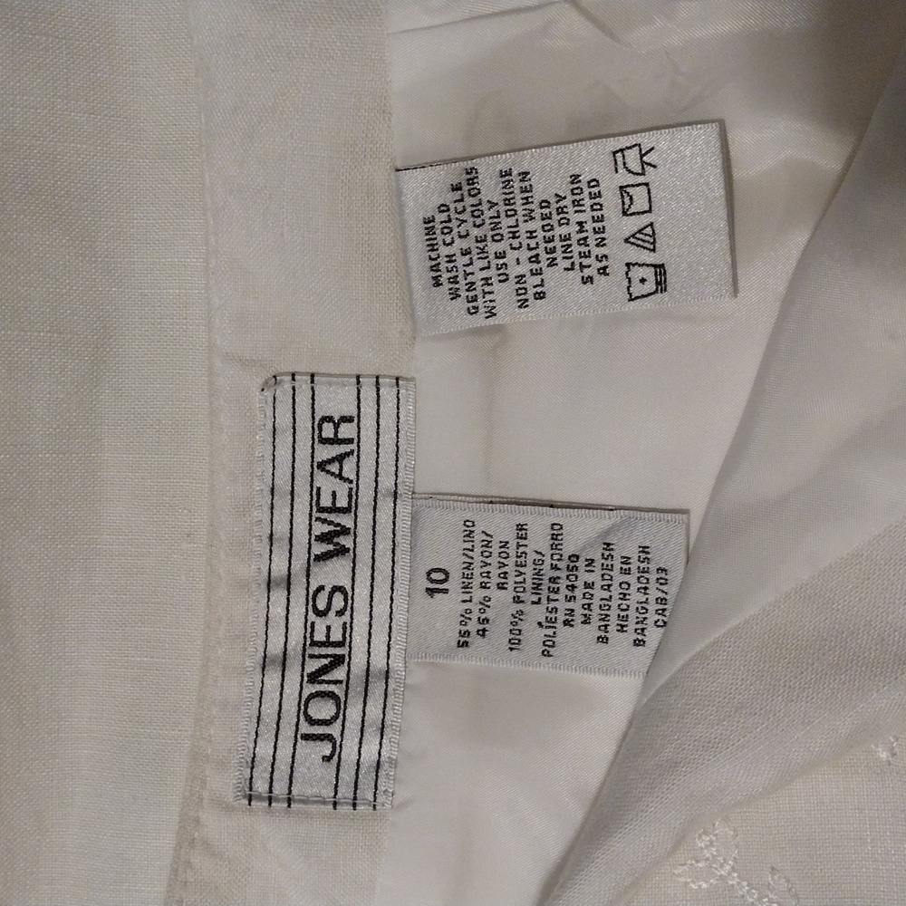 Jones Wear Skirt Linen Lined Floral Embroidered Ruffled Shabby Chic Lagenlook - Picture 5 of 9